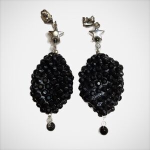 KVITKA CREATIONS Starry Night Black Beaded Stud Earrings